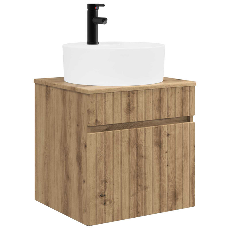 Single Bathroom Vanity with Ceramic Basin, Artisan Oak