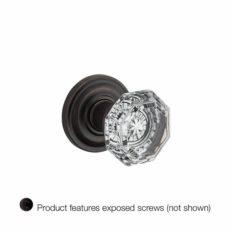 Crystal Single Dummy Door Knob with Traditional Round Rose, Venetian Bronze