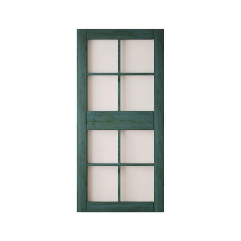 Homacer Royal Pine 36in x 84in 8-Lite Glass Design Unassembled & Finished Barn Door, interior use only, 36" x 84"