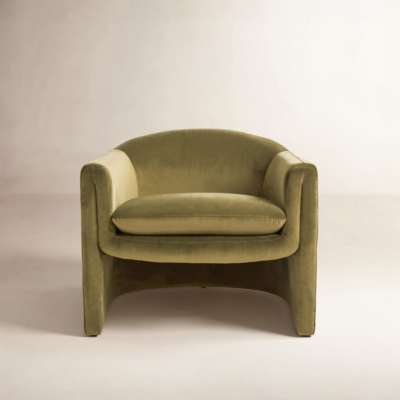 Pollman Upholstered Barrel Chair, Olive Green Velvet