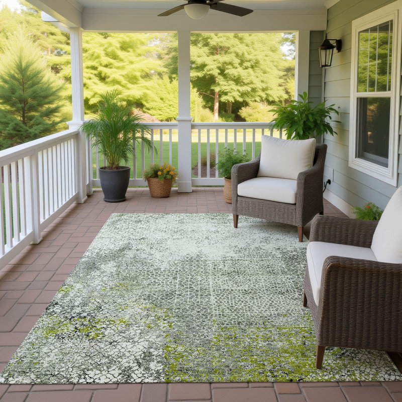 Machine Washable Indoor/Outdoor Chantille ACN2743 Modern Rug, Green, 9' x 12'