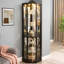 Vitrine de coin en verre à assemblage rapide avec portes à ouverture rapide, tablettes personnalisables, 4 W doux, noir