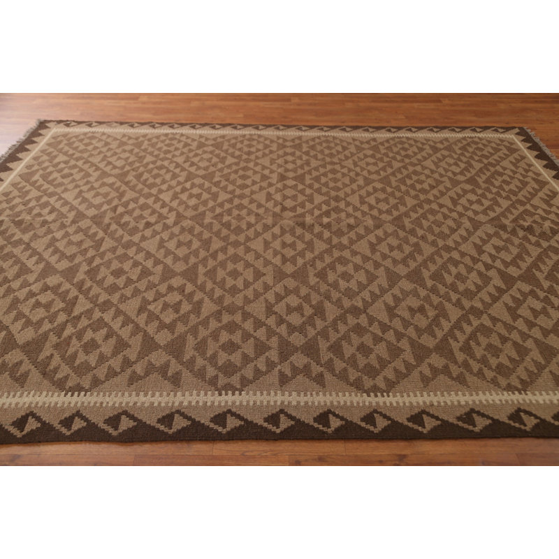 Tapis géométrique en laine Kilim 7 x 10