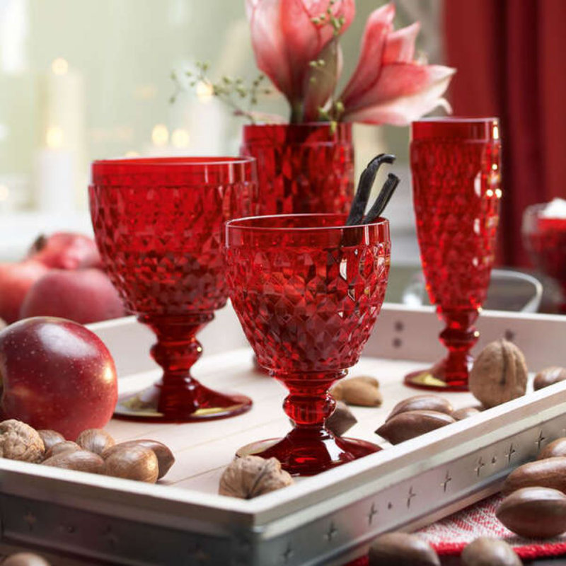 Villeroy & Boch Boston Colored Lead Free Crystal Goblet Set, Red, 14 oz.