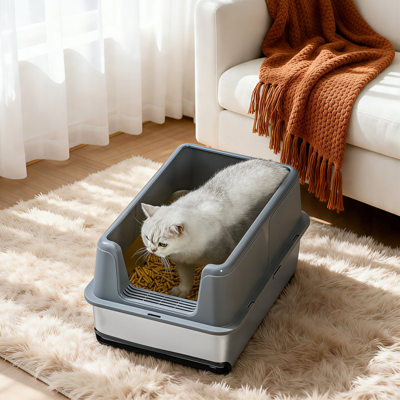 Stainless Steel Litter Box, 35.5cm H x 40cm W x 60cm D, Grey