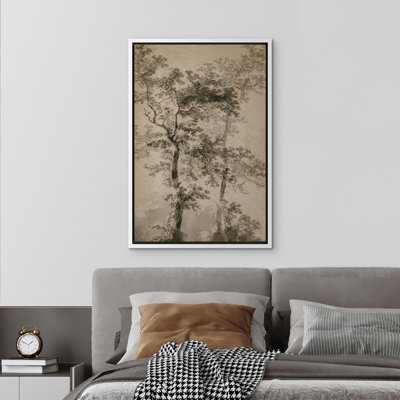 «Greenish Grey Forest Trees», reproduction d'art rétro encadrée sur toile
