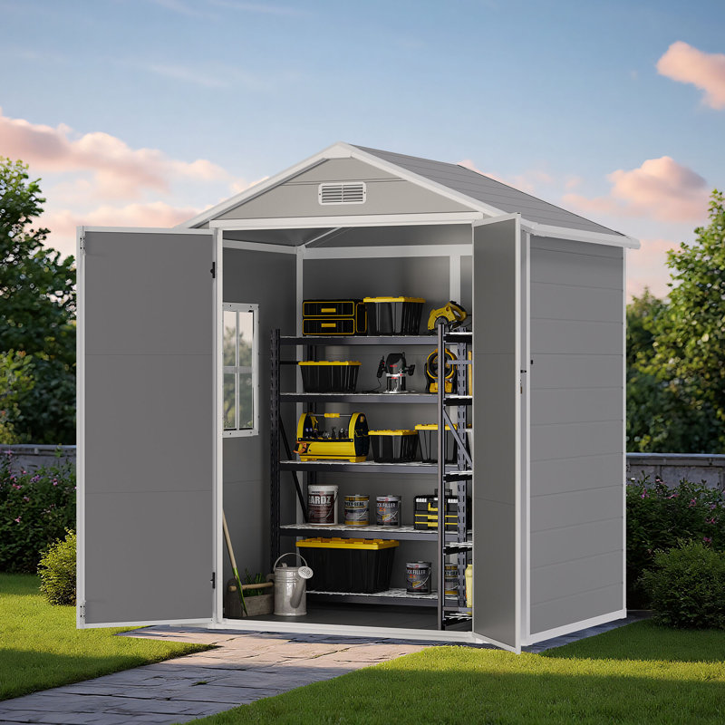 6 ft. W x 4 ft. D Outdoor Storage Shed, Resin Storage Shed with Window