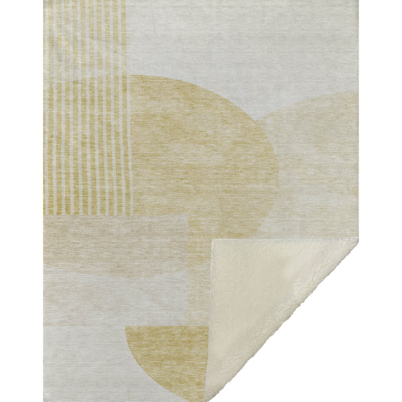 Jeté Art déco en sherpa Addison, Or géométrique 2