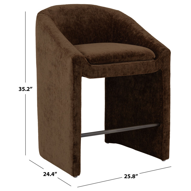 Kagan Chenille Counter Stool, Counter Stool (26.8" Seat Height), Brown