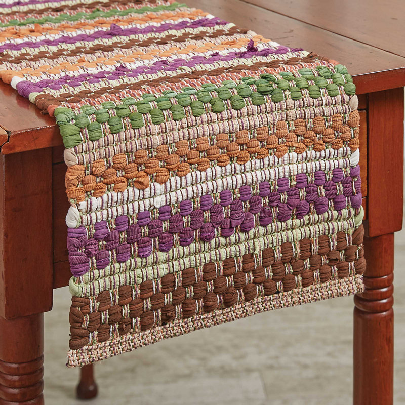 Farmhouse Holiday Chindi Table Runner, 36" L x 13" W, Orange