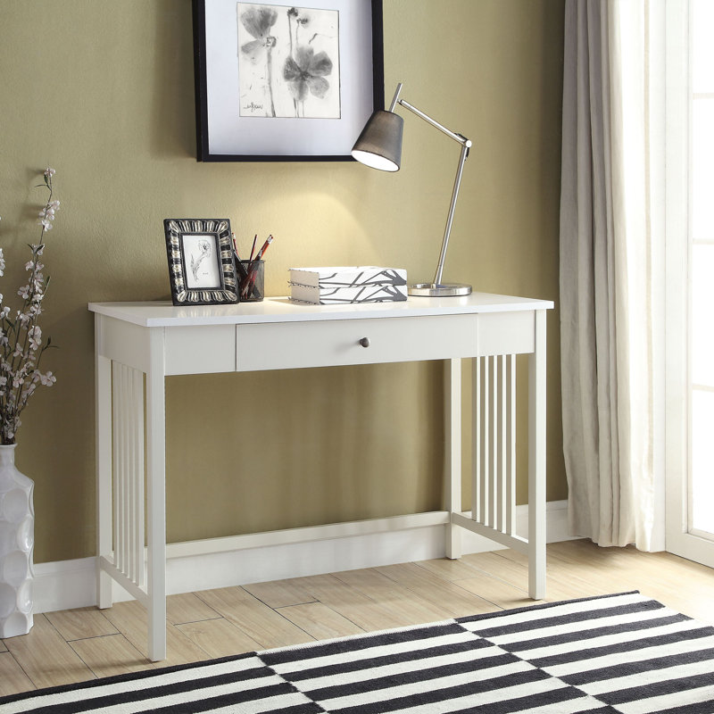 Newry Solid Wood Writing Desk, White
