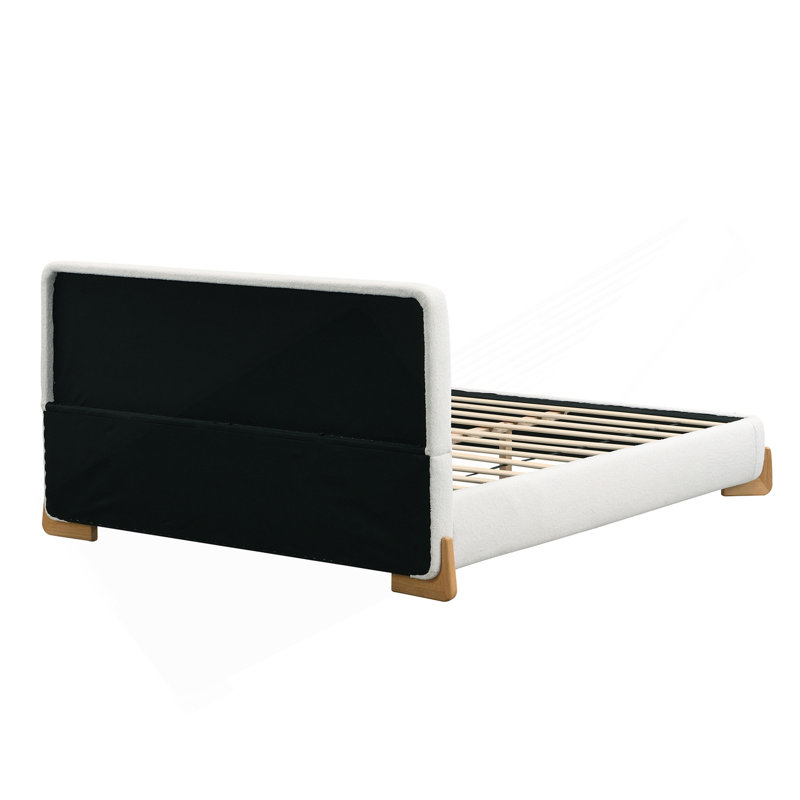 Elegant Boucle Upholstered Bed, A Luxurious And Comfortable Bedroom Centerpiece, Full Size, White, Full