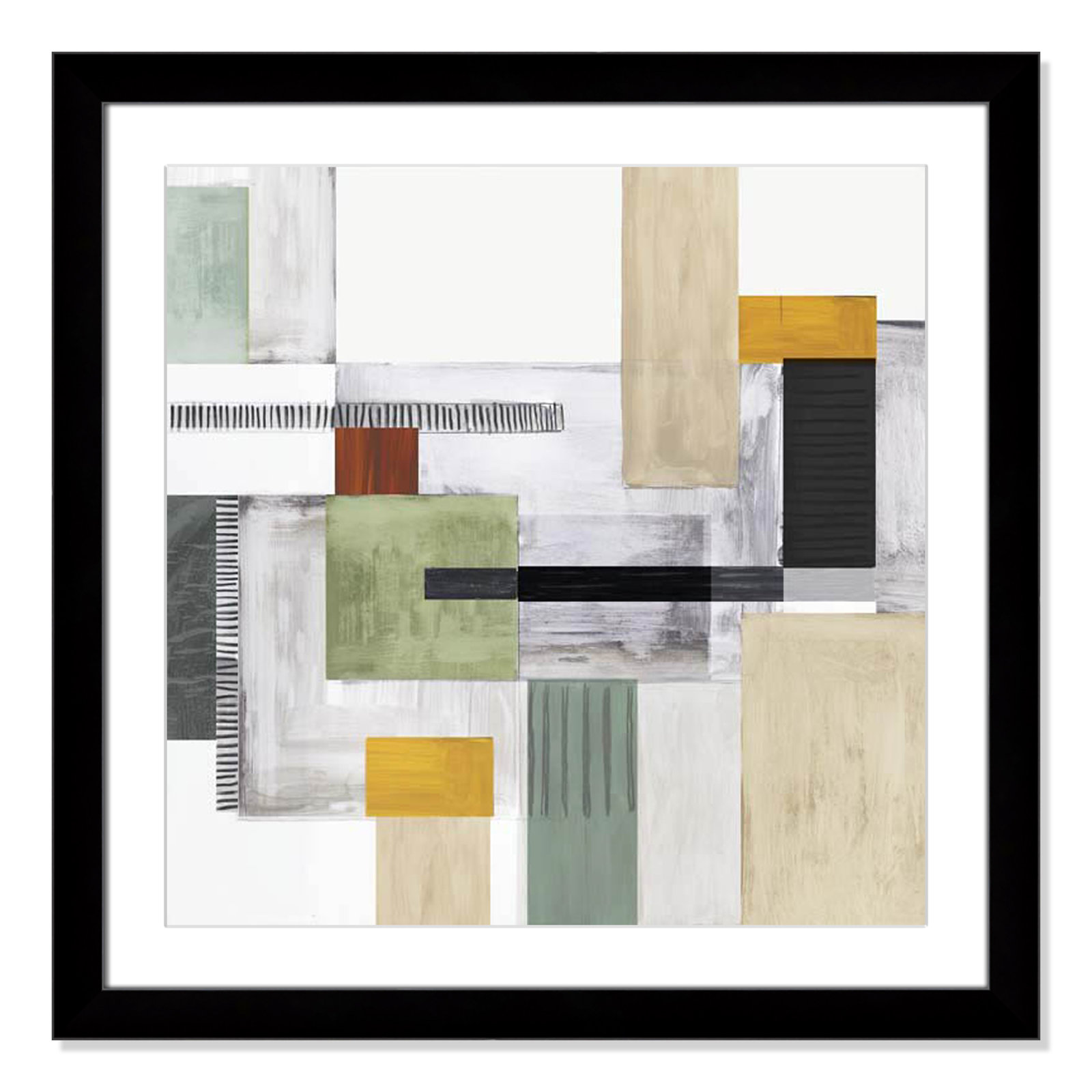 Playful Blocks Print, 29" H x 29" W x 1.25" D, Black Cube Framed