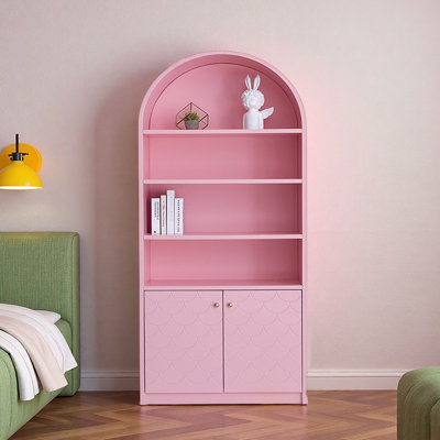 Bibliothèque ouverte moderne de style nordique rose arquée