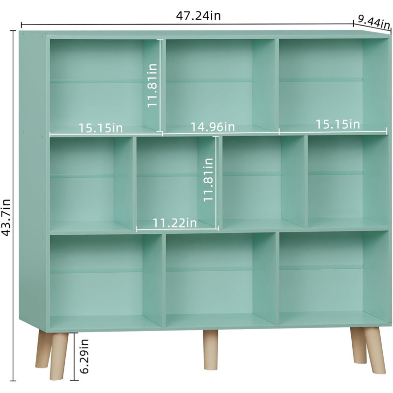 3 Tier Modern Wide Bookcase With Legs