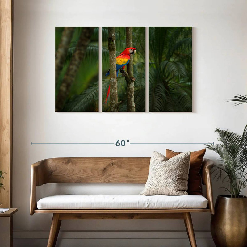 Brampt Wild Scarlet Macaw, 28" H x 45" W