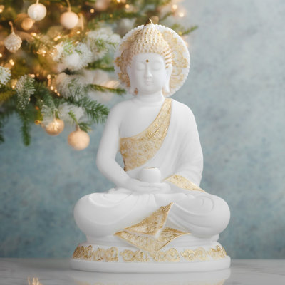 11.5"H Thai Buddha with Halo Figurine