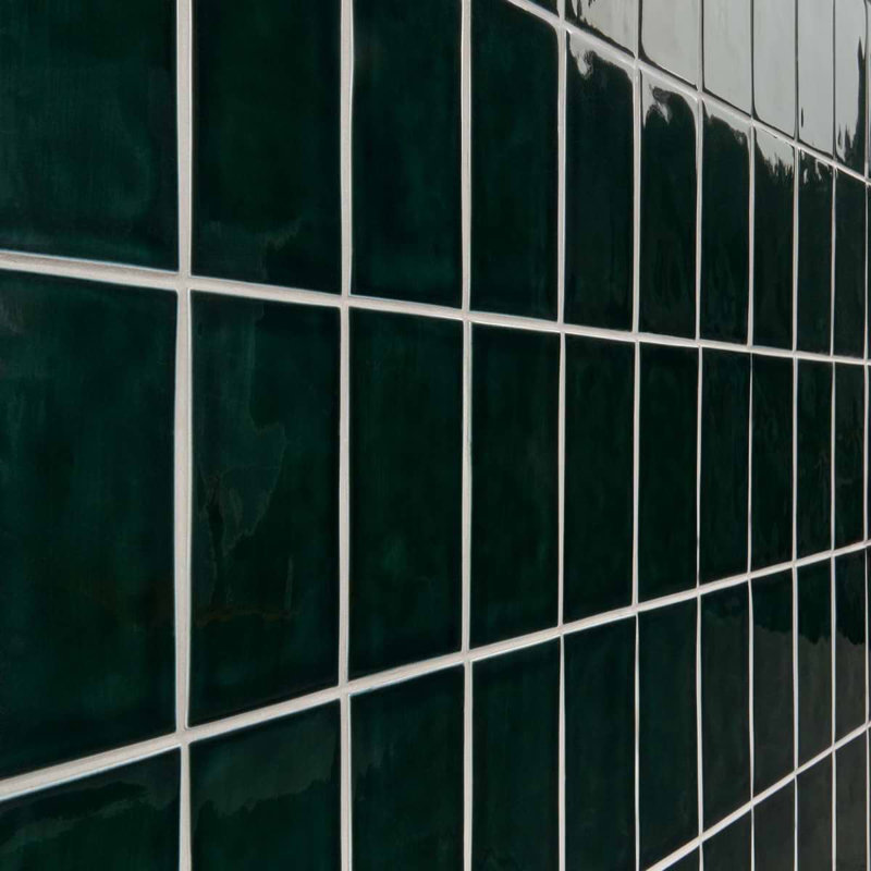 Nabi Subway 4.5x9 Subway Polished Glass Tile, Midnight Blue Green