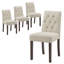 Chaises de salle à manger Parsons capitonnées, coussin en tissu à haut dossier à losanges, pieds en bois d'hévéa massif-129678030