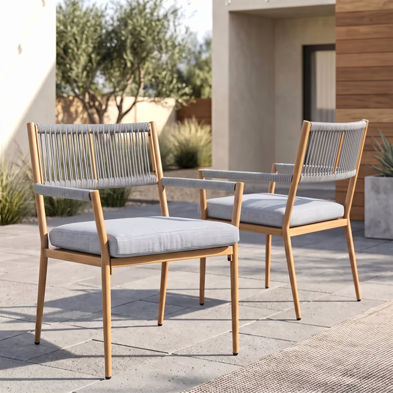 Fauteuils de patio de 24,5 po de large avec siège rembourré, chaises d'extérieur toutes saisons pour patio, jardin, porche