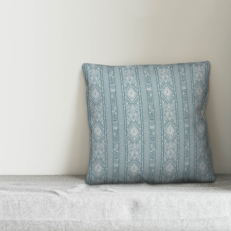Throw Pillow, 18" x 18", Blue/White Geometric 1