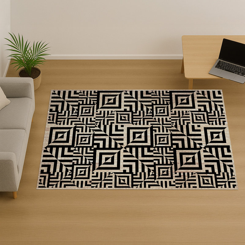 Geometric Area Rug, Runner 70 x 140 cm