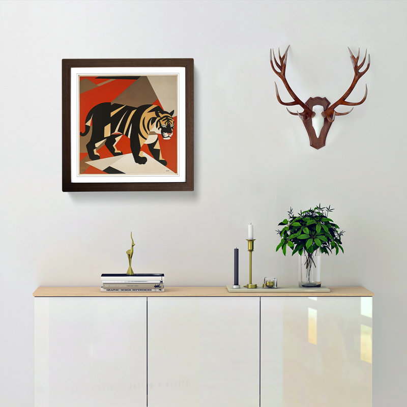 Tiger Suprematism - Framed Print, Walnut