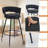 Safeer 28" Counter Height Bar Stools Set of 6 - 360° Swivel with Suede Fabric & Modern Woven Design, Backrest & Footrest for Kitchen Cafe Pub-335193492