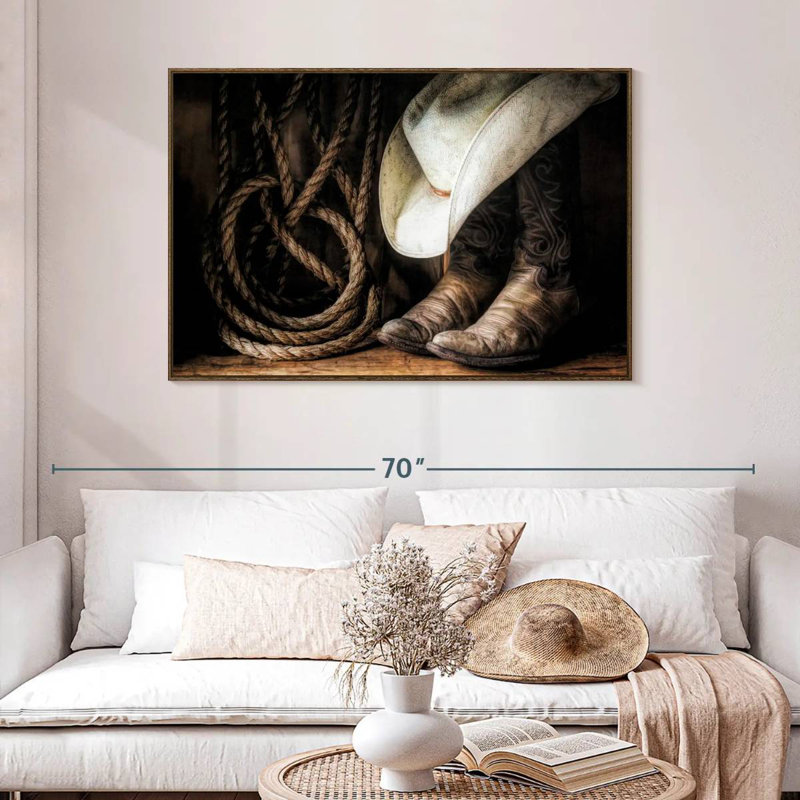 Ensemble Cowboy, 46 po x 31 po, Cadre flottant noyer