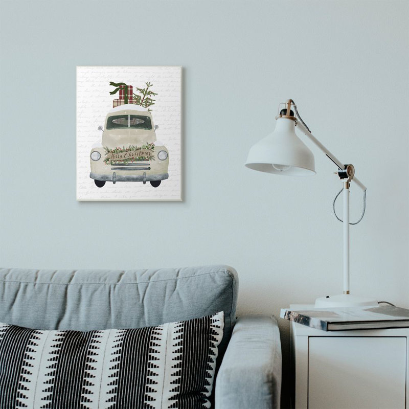 «Merry Christmas Snow Covered Truck», impression, H 19 po x l 13 po, Plaque murale