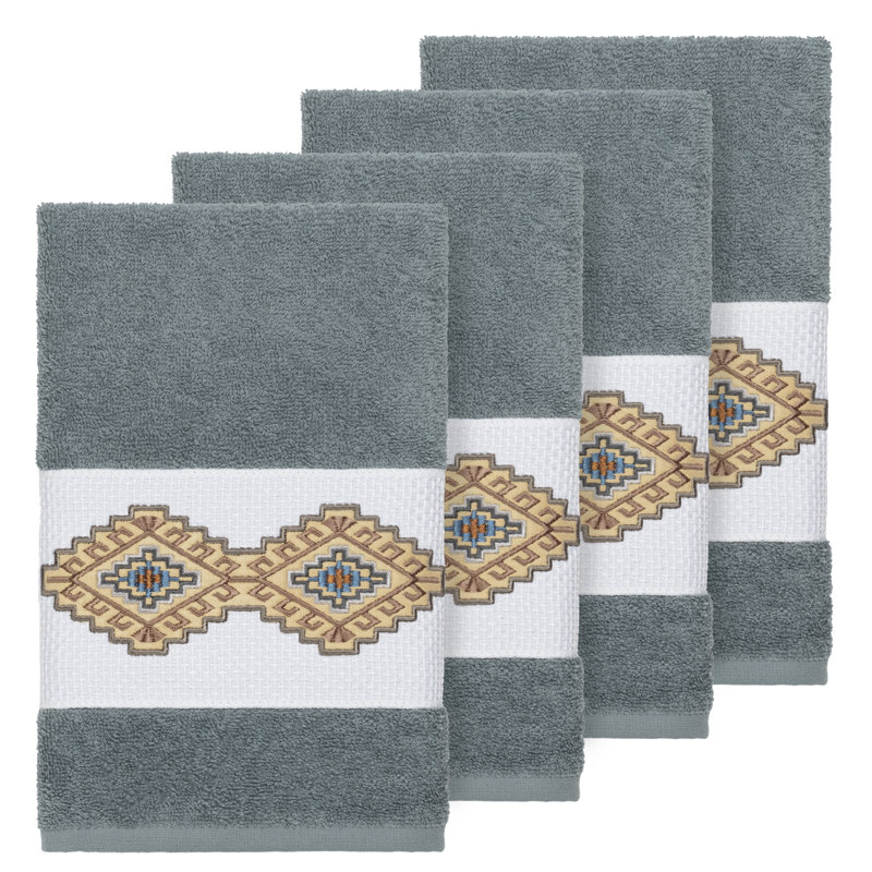 Gianna Turkish Cotton Midweight Bath Towel, Teal, Bath Towel - 4 Pack