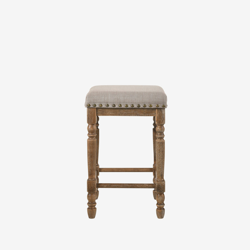 Tabouret à hauteur de comptoir en tissu beige Farsiris