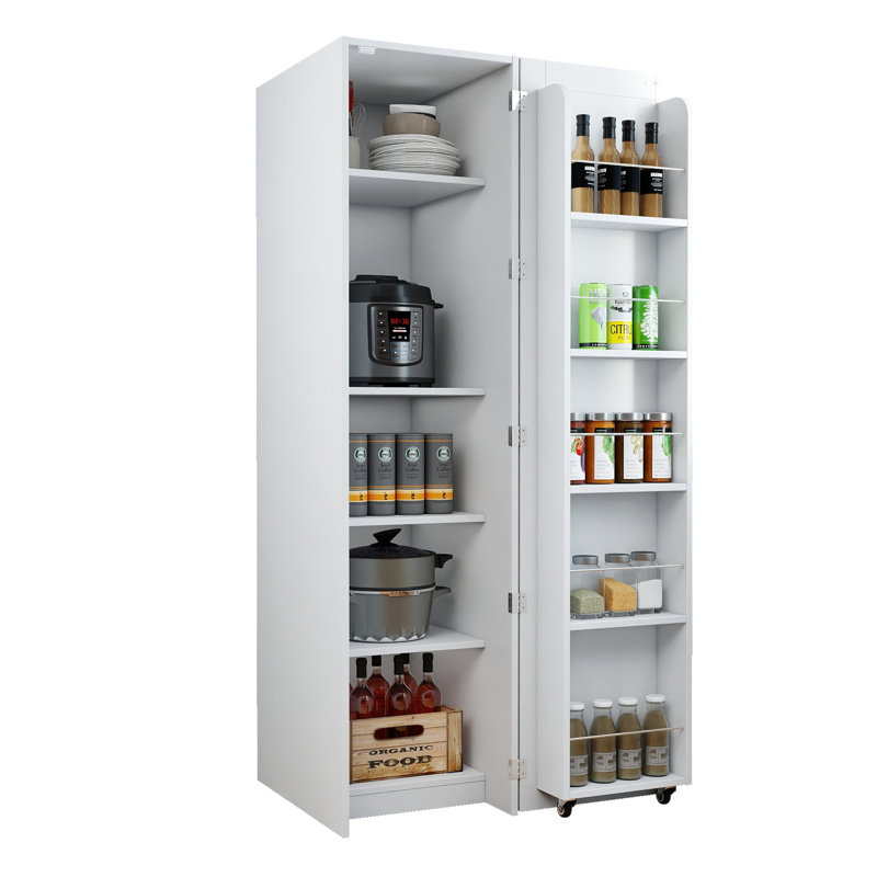 Armoire de rangement pour garde-manger, cuisine, salon et salle à manger, Blanc