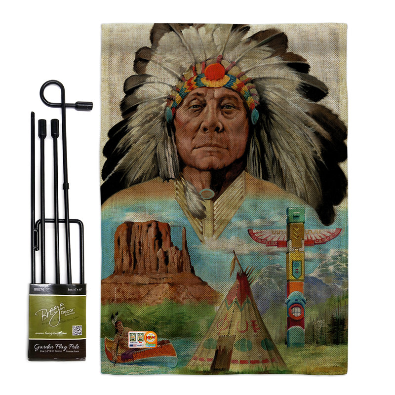 « native american americana patriotique », impression en polyester de 2 côtés 18,5 x 13 po ensemble de drapeau