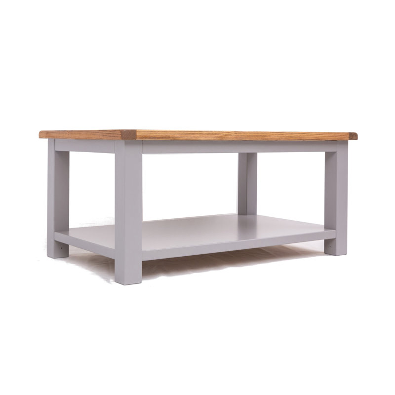 Pompey 4 Legs Coffee Table with Storage, Grey/Oak Top