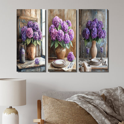 Bouquet d'hortensias à la ferme I - Collection de décorations murales hortensias verts