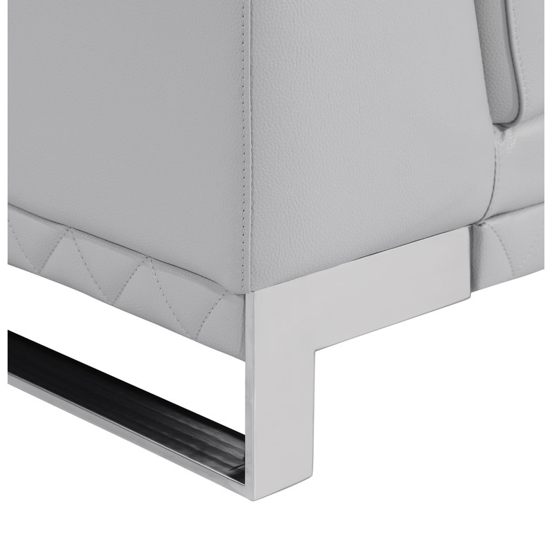  Fauteuil en cuir véritable gris foncé avec accents argentés, Dark Gray