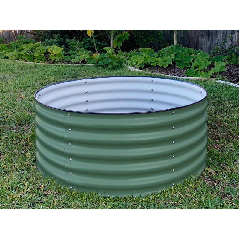 Lit de jardin surélevé rond 17 po, Vert olive