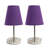 Amandev Simple Designs Sand Nickel Mini Basic Table Lamp with Tapered Fabric Shade-727904222