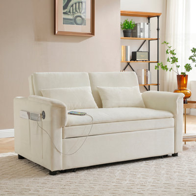 Velvet Two Seater Pull Out Sofa Bed