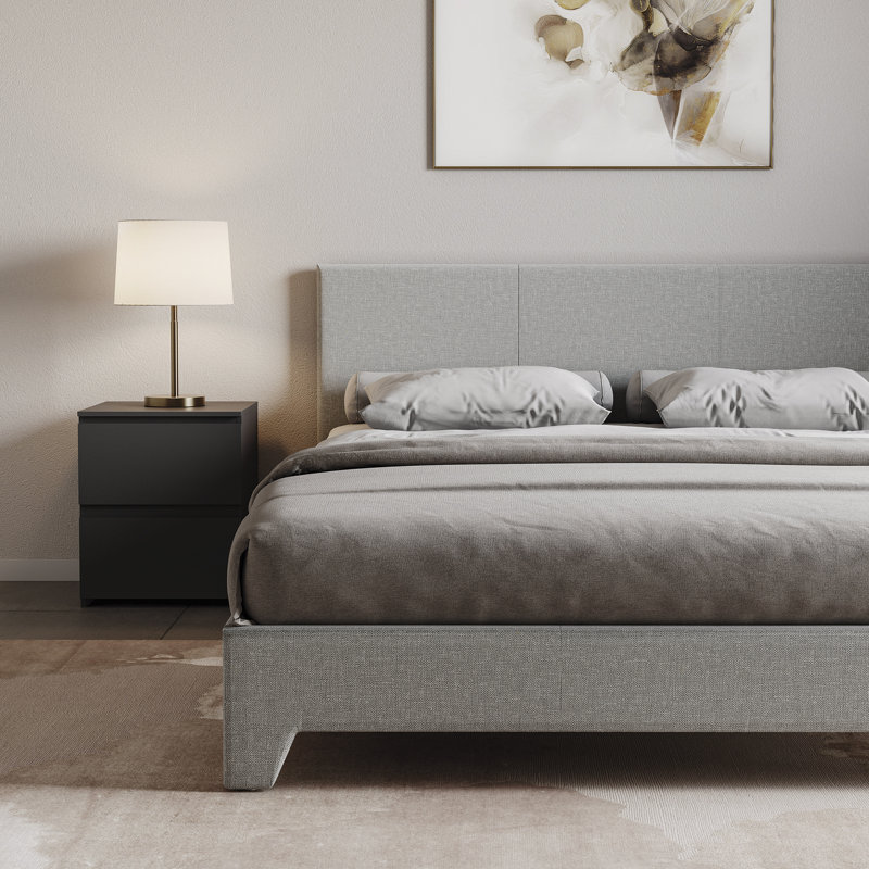 Scipio Upholstered Platform Bed, Light Grey, Kingsize (5')