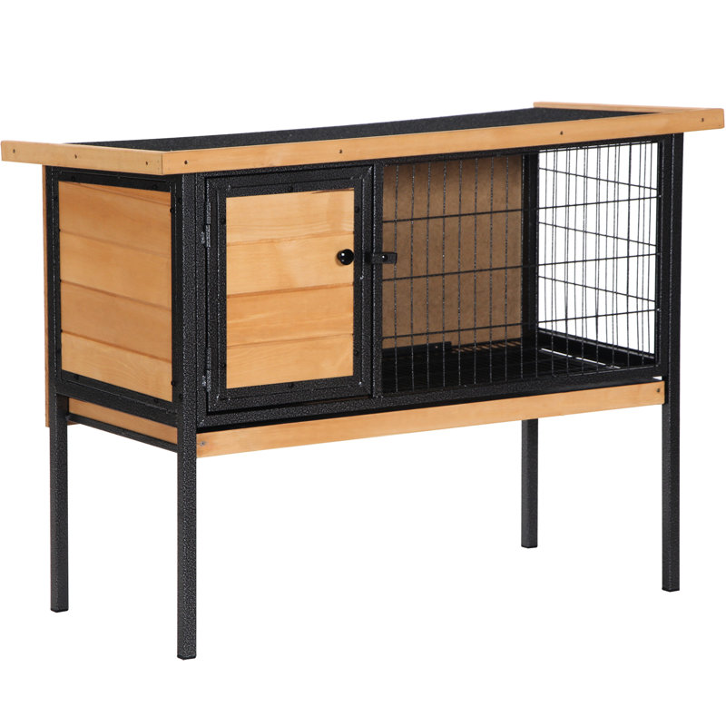 Rabbit House - Galvanized Wire Window For Air Flow Promotes A Environment With Better Monitoring, Pet's Well-being