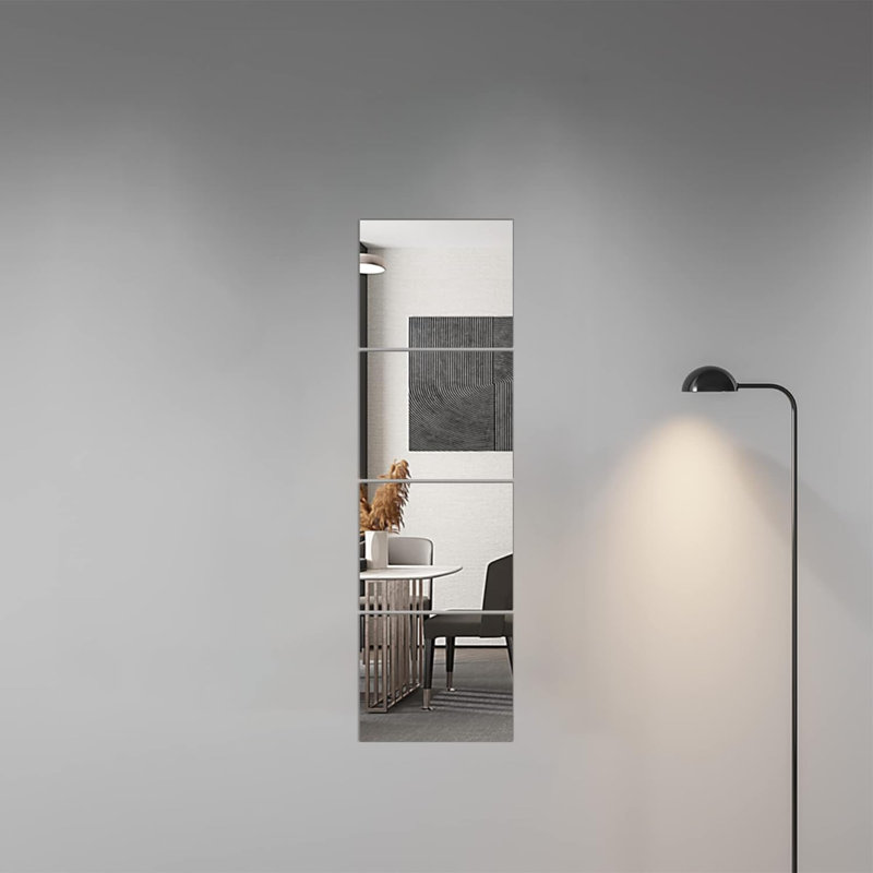 Wall Mirror Tiles, Glass Frameless Body Mirror, Over The Door Mirror For Bedroom (4PCS), 12" x 10"