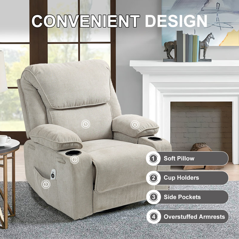 Fauteuil inclinable, inclinable et chauffant, inclinable et chauffant Rocker , Beige