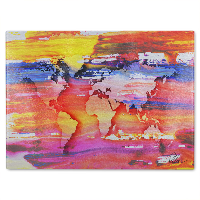 Painty Map Glass Chopping Board, 28cm L x 20cm W