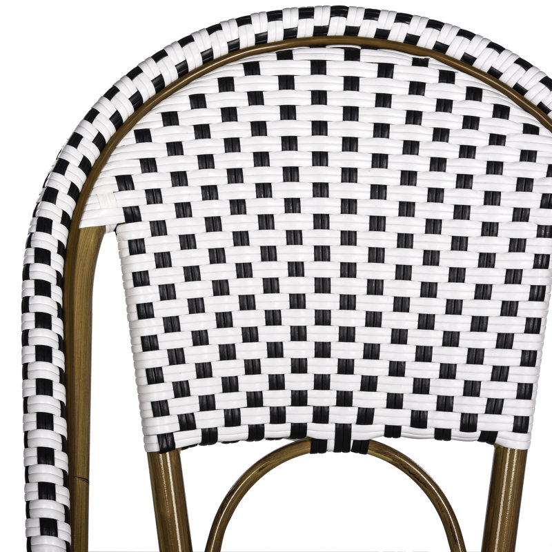 Salcha 35" Black and White Wicker Side Chair Set