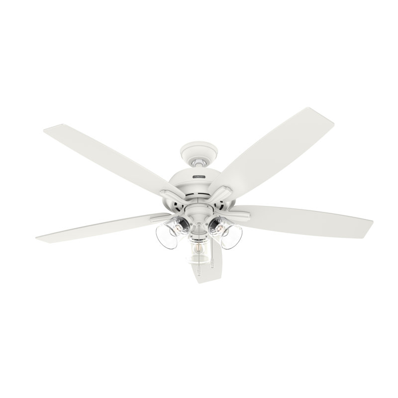 60" Dondra 5 - Blade Fan With Lights and Pull Chains, Matte White