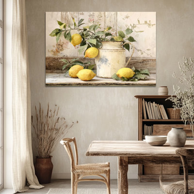 Art mural citron, art mural sur toile citron, décoration murale de cuisine citron, art mural fruits rétro italien pour la cuisine, affiche méditerranéenne pour impressions murales 28 po x 40 po