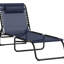 4 chaises longues de patio inclinables, siège en filet respirant bleu foncé pour la pelouse