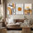 Mid-Century Geometric Sun Desert Plants - 3 Piece Floater Frame Graphic Art Set on Canvas-73721073-73721077